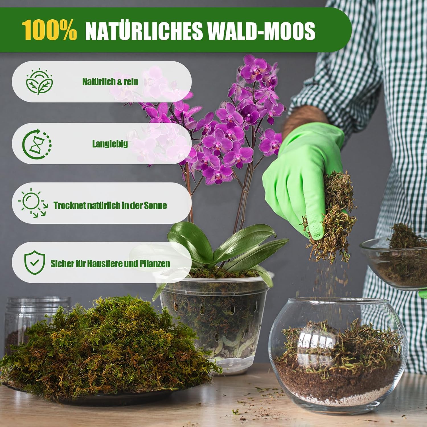 Detalle de Sphagnum Moos 2er Pack für Pflanzen 10 L