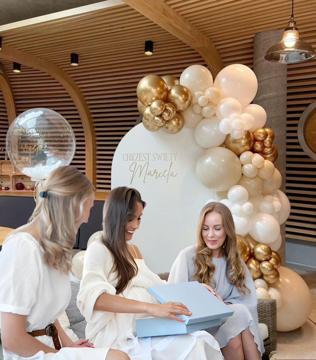 Detalle de Gold White Beige Balloons Set – 12-Inch Neutral Boho Latex Balloons (40-pack) for Weddings and Celebrations