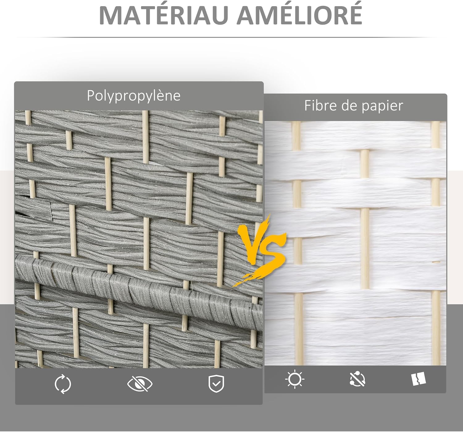 Thumbnail 3 de HOMCOM Paravent intérieur en Bois, 3 Panneaux, 135 x 180 cm – Séparateur pliable pour salon et chambre