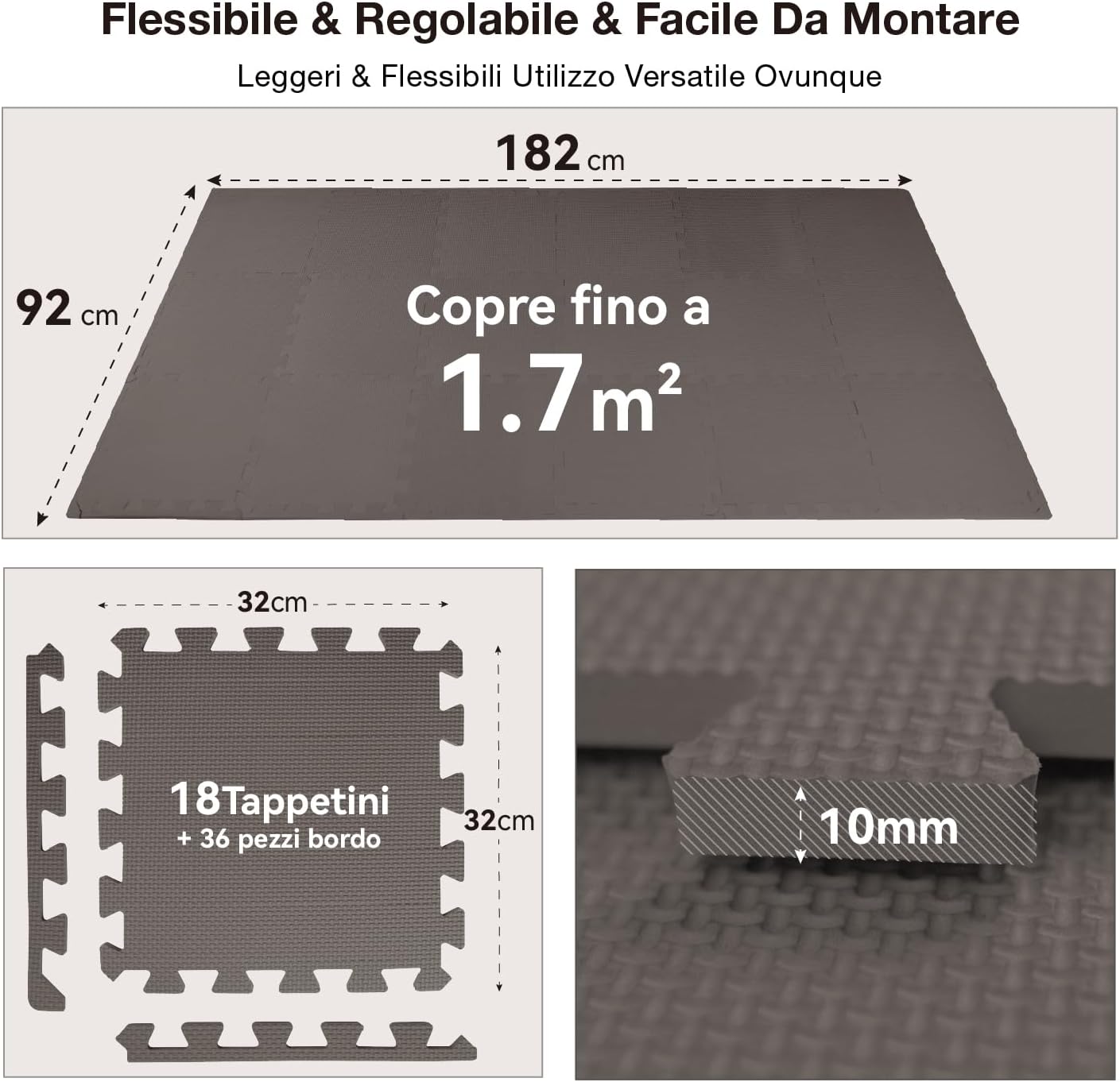 Detalle de AIRHOP Set 18 pezzi tappetini palestra in EVA a incastro 30x30 cm, antiscivolo e ammortizzanti