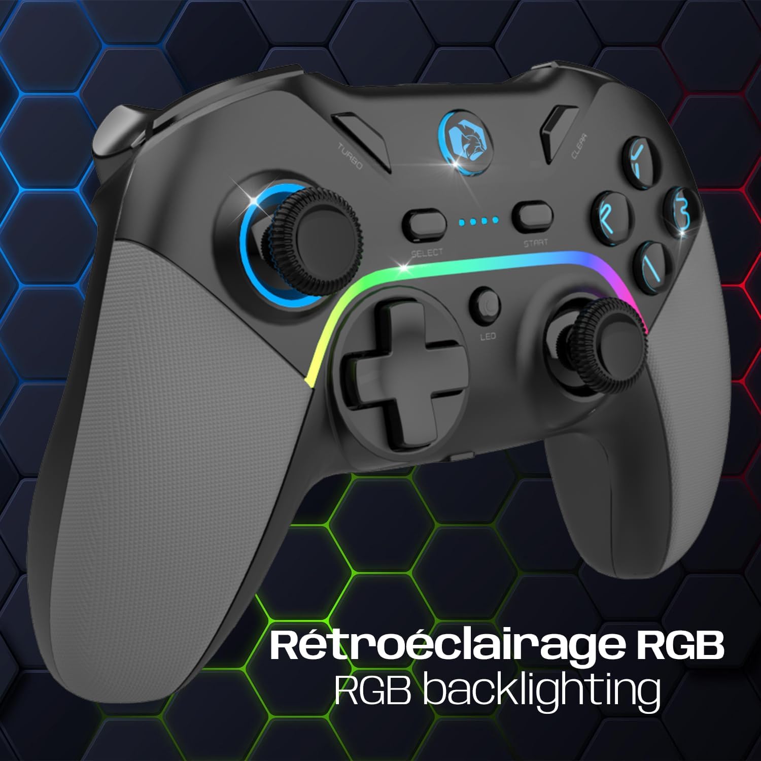 Thumbnail 1 de EMPIRE GAMING – Manette de jeu sans fil WiFi 2,4 GHz rechargeable (PC/PS3/Switch) avec macro, double vibration et jack 3,5 mm