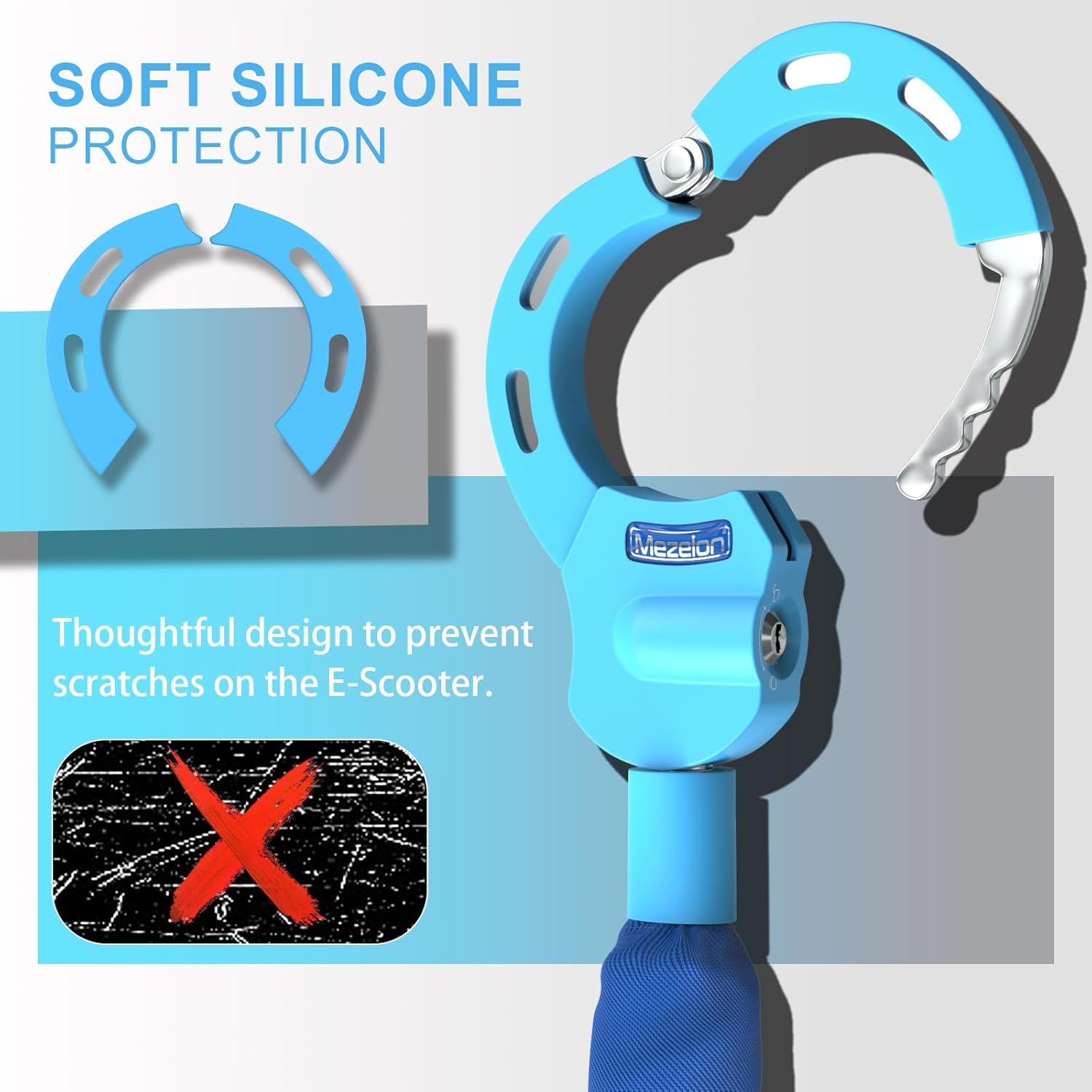 Thumbnail 2 de Mezelon E Scooter Schloss 8mm | Handschellen-Design, Hochsicherheit für E-Scooter, Fahrrad, Motorrad