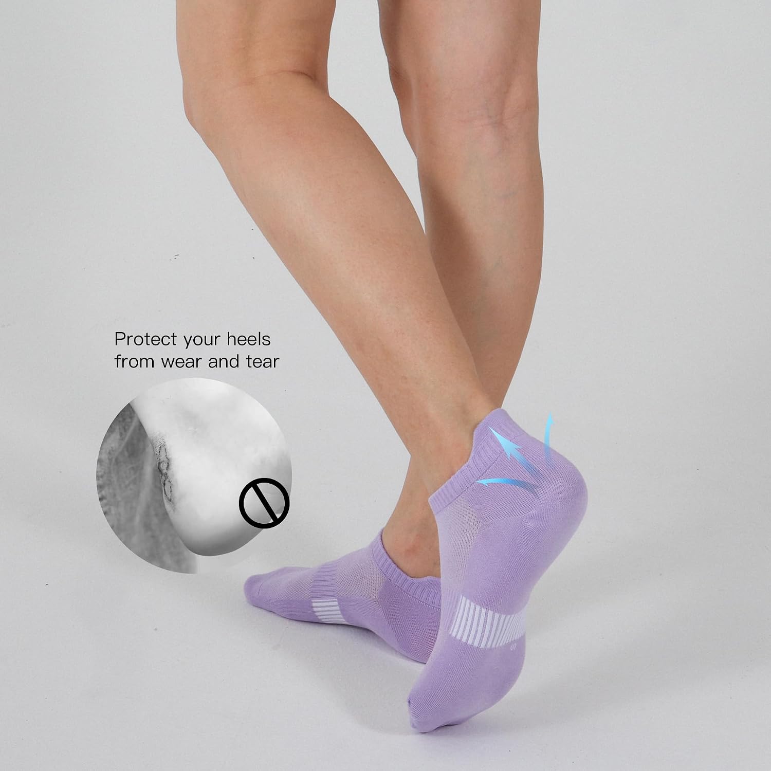 Detalle de YOJOOM Women's Running Socks 5 Pairs – Cotton Ankle Trainers, Breathable Low Cut Seamless Socks