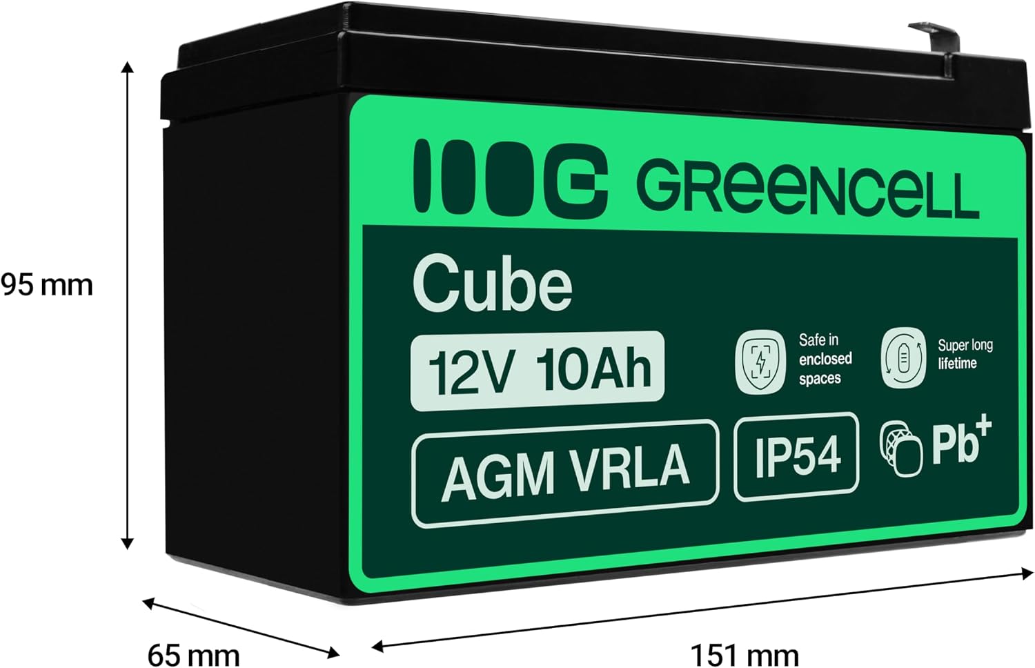 Detalle 2 de Green Cell 12V 10Ah AGM Akku für USV