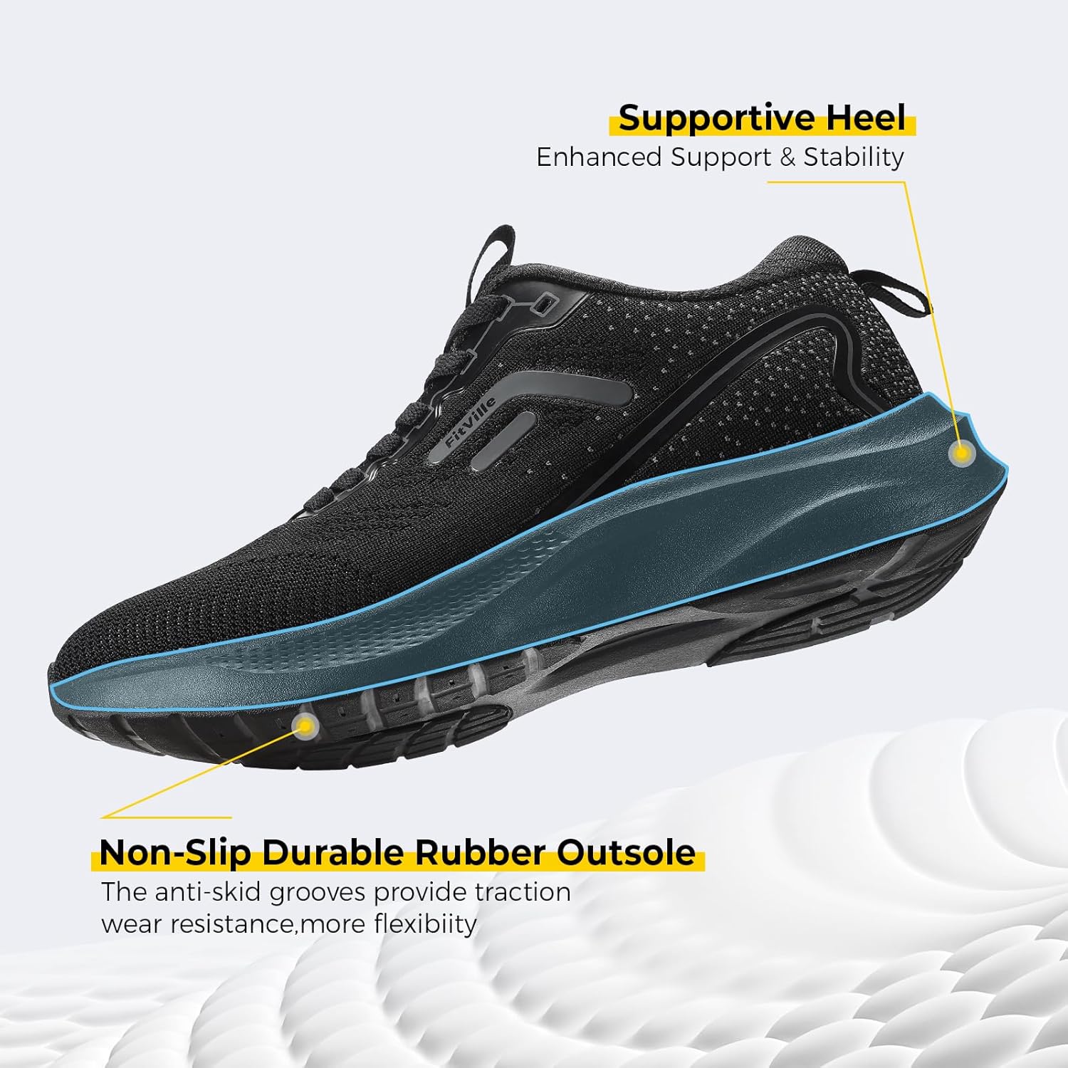 Thumbnail 5 de FitVille Wide Fit Trainers for Men with Arch Support – Lightweight, Breathable Road Running Shoes