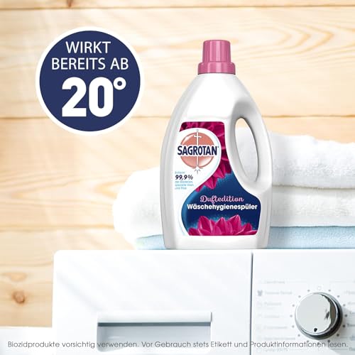 Detalle de Sagrotan Wäsche-Hygienespüler Duftedition – Desinfektionsspüler für hygienisch saubere Wäsche (4 x 1,5 l)