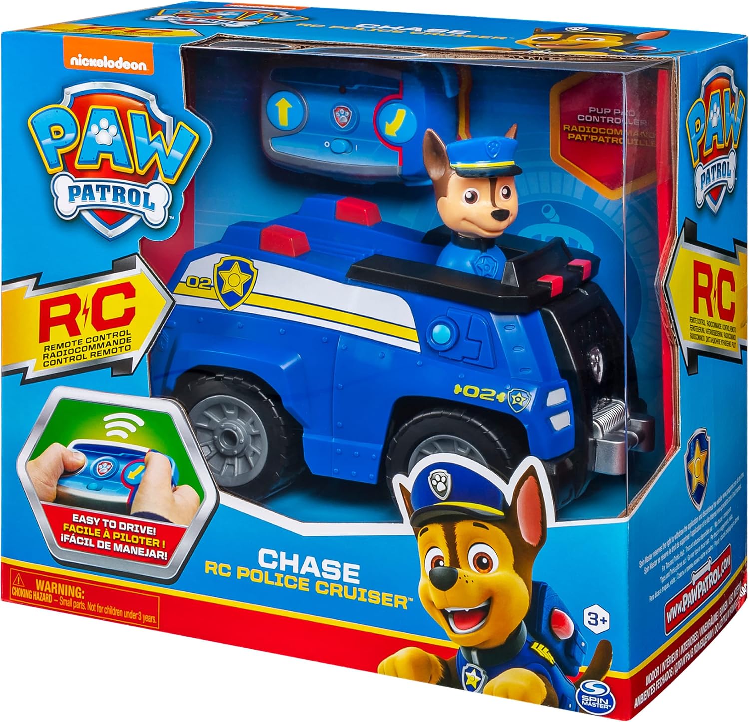Detalle 2 de Paw Patrol - Véhicule RC Chase (Chase la police) - Voiture télécommandée officielle Pat Patrouille