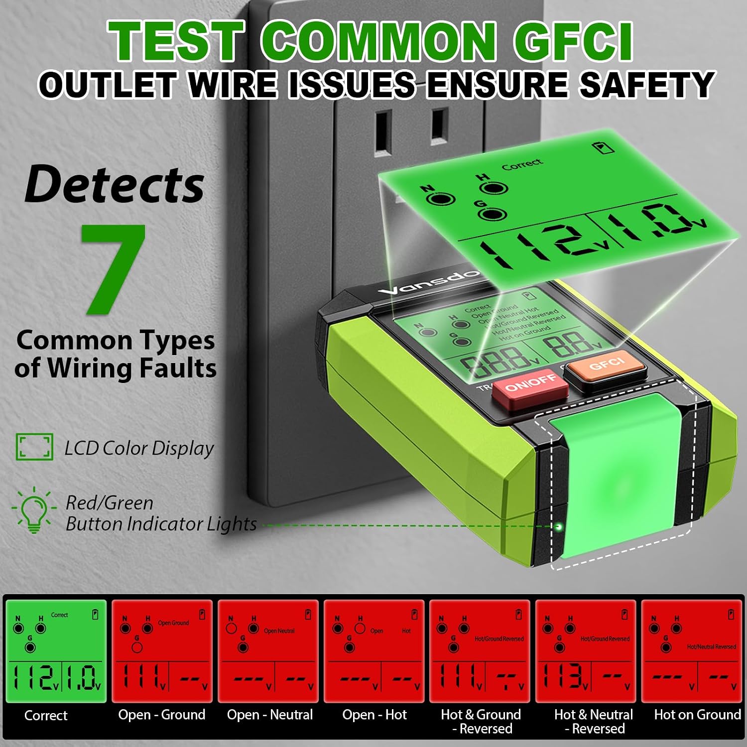 Detalle 1 de Vansdon BF-2000 Circuit Breaker Finder with LCD, GFCI and NCV Testing
