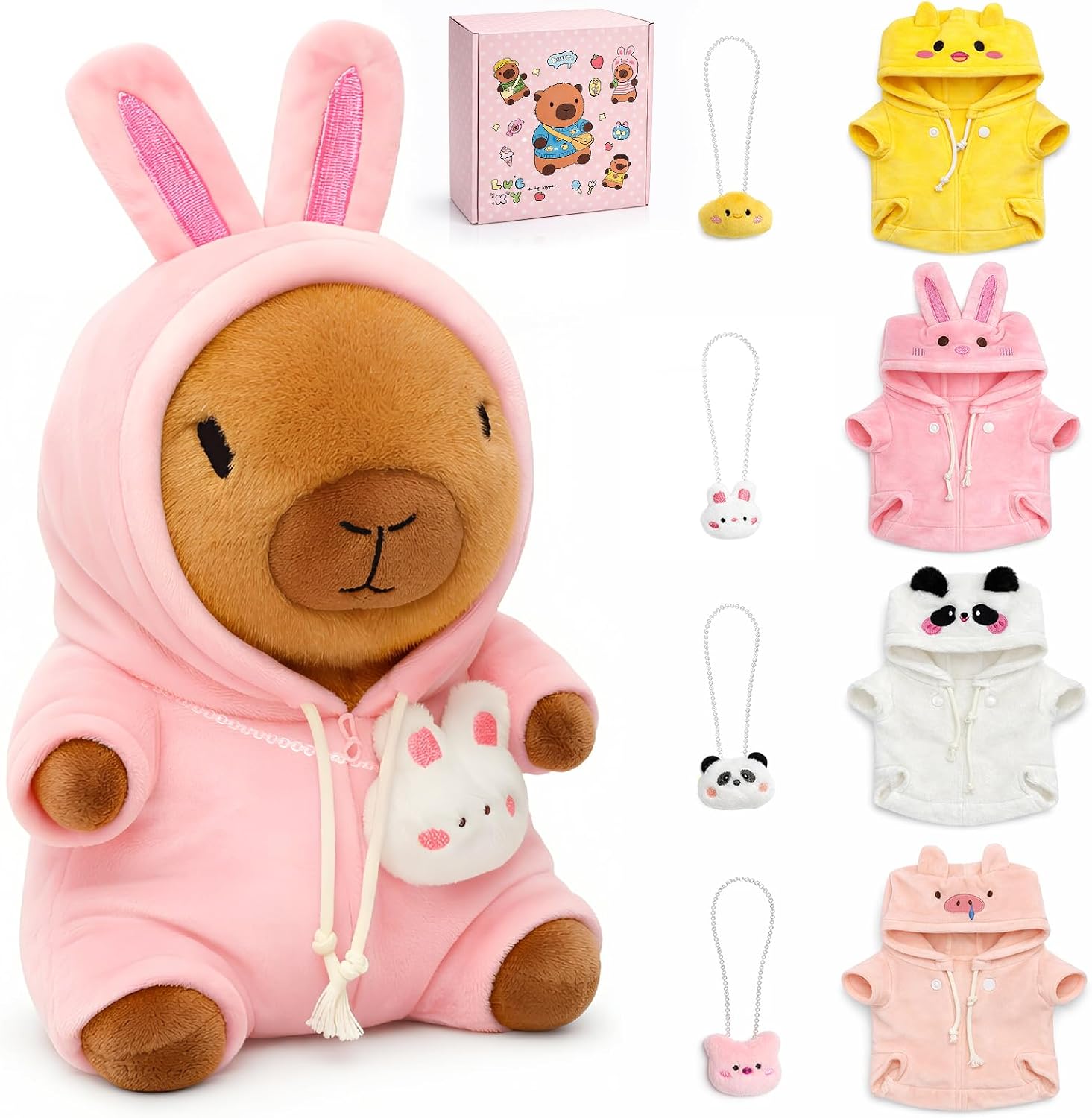 Detalle de TITQWOP 9-pc Capybara Plush Set – Adorable Dress-Up Plush for Kids