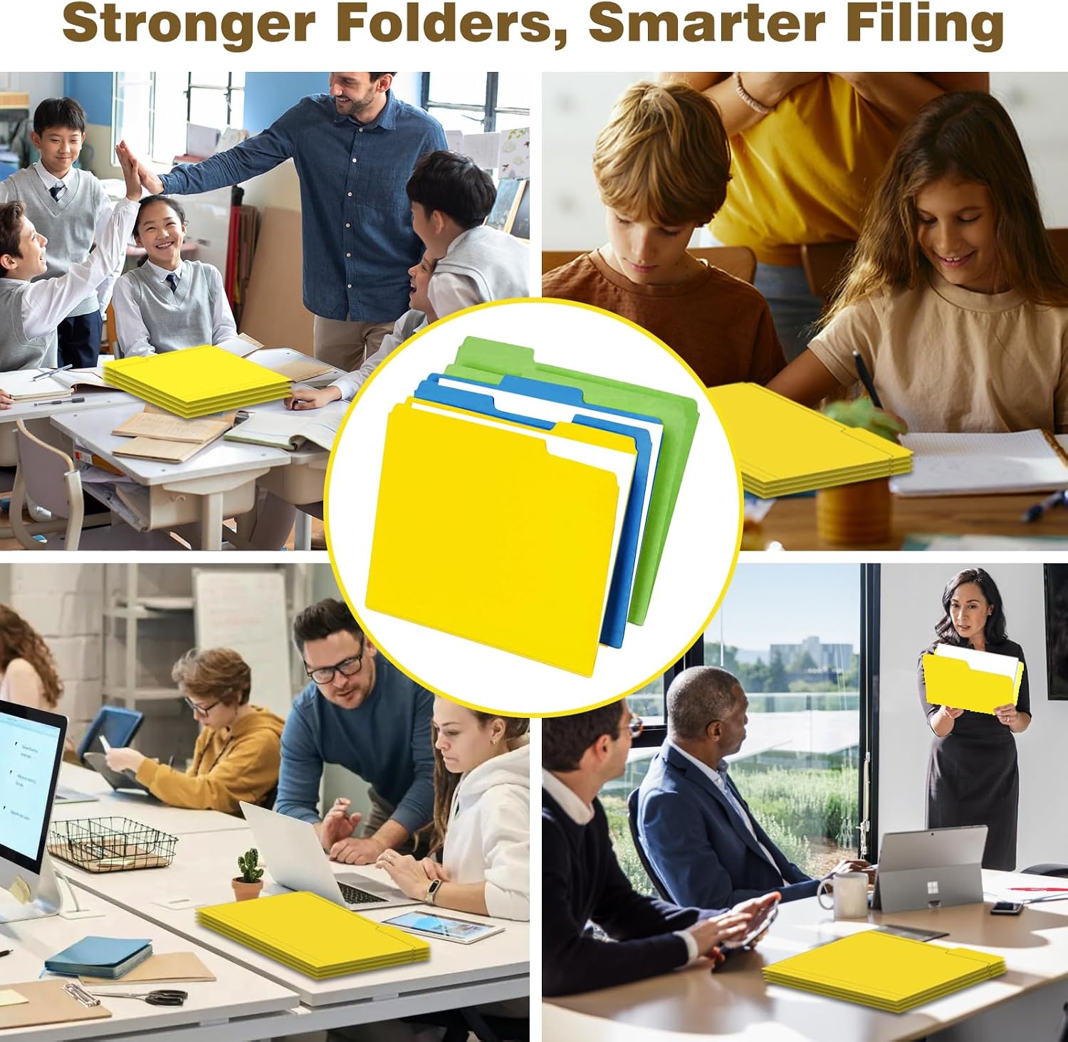 Detalle de WritePads Manila Folder-0112 Manila File Folders, Letter Size, Yellow, 1/3-Cut Tabs, 100-Pack