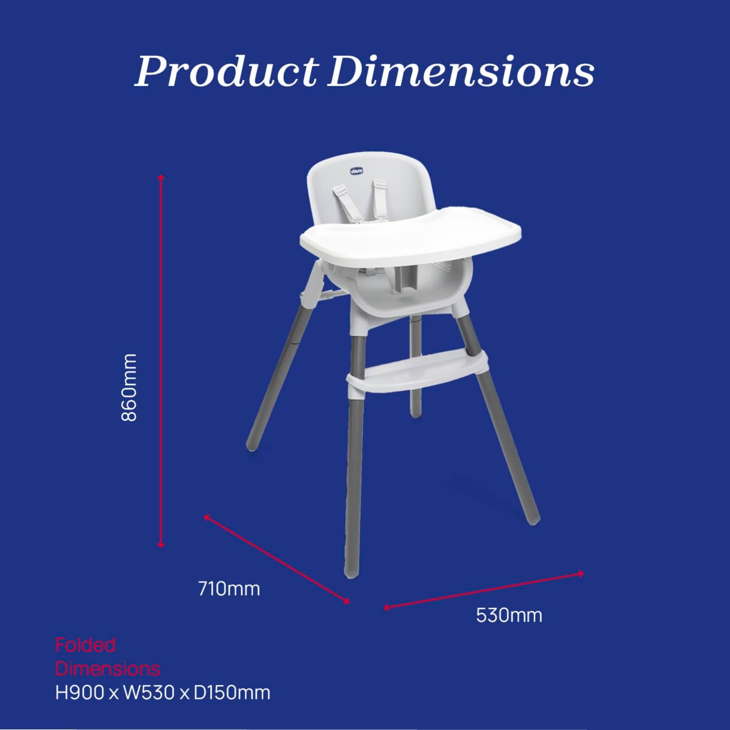 Thumbnail 6 de Chicco Zest 3-in-1 Folding Highchair (Moon Grey) – grows with your child