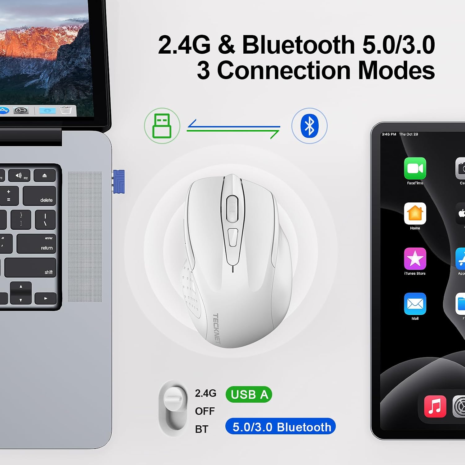 Detalle de TECKNET Bluetooth Mouse 4800DPI Tri-Mode