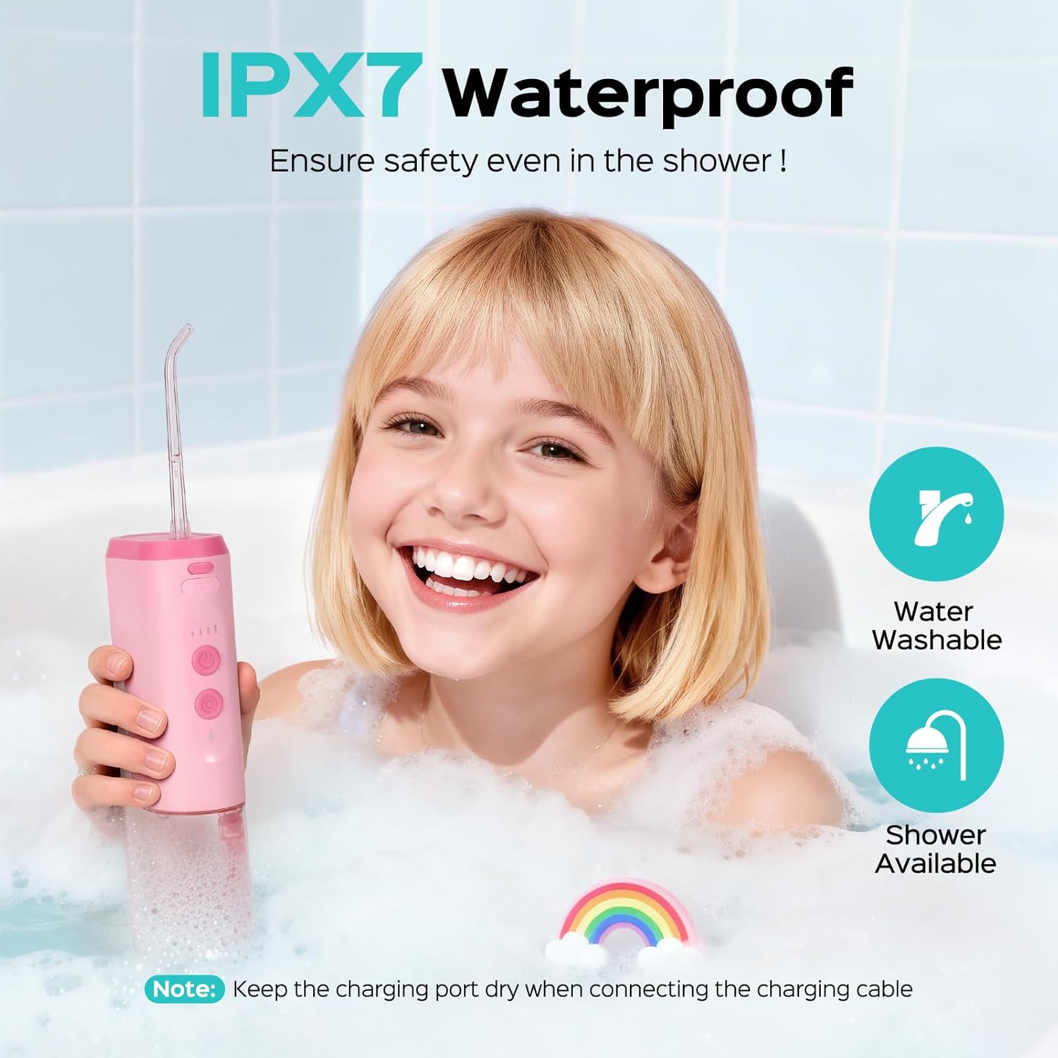 Thumbnail 5 de COSLUS T40 Portable Water Flosser for Kids (Ages 6+), 4 Gentle Modes for Braces & Sensitive Teeth, Pink