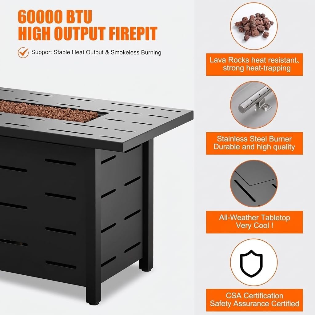 Thumbnail 4 de Outdoor Propane Fire Pit Table 43-Inch