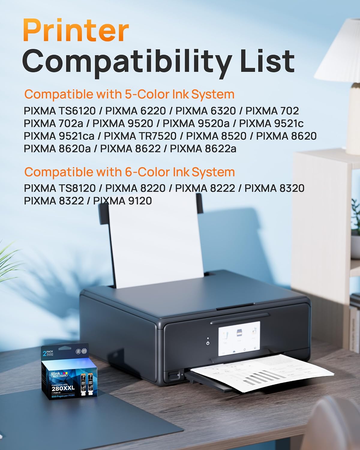 Detalle de E-Z Ink PGI-280XXL Compatible Black Ink Cartridge, 2-Pack for Canon PIXMA