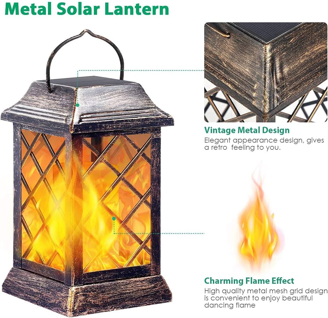 Thumbnail 1 de Solarbaby Solar Garten Lichter – Outdoor Laterne aus Metall mit Flammeneffekt (2er Set, Bronze)