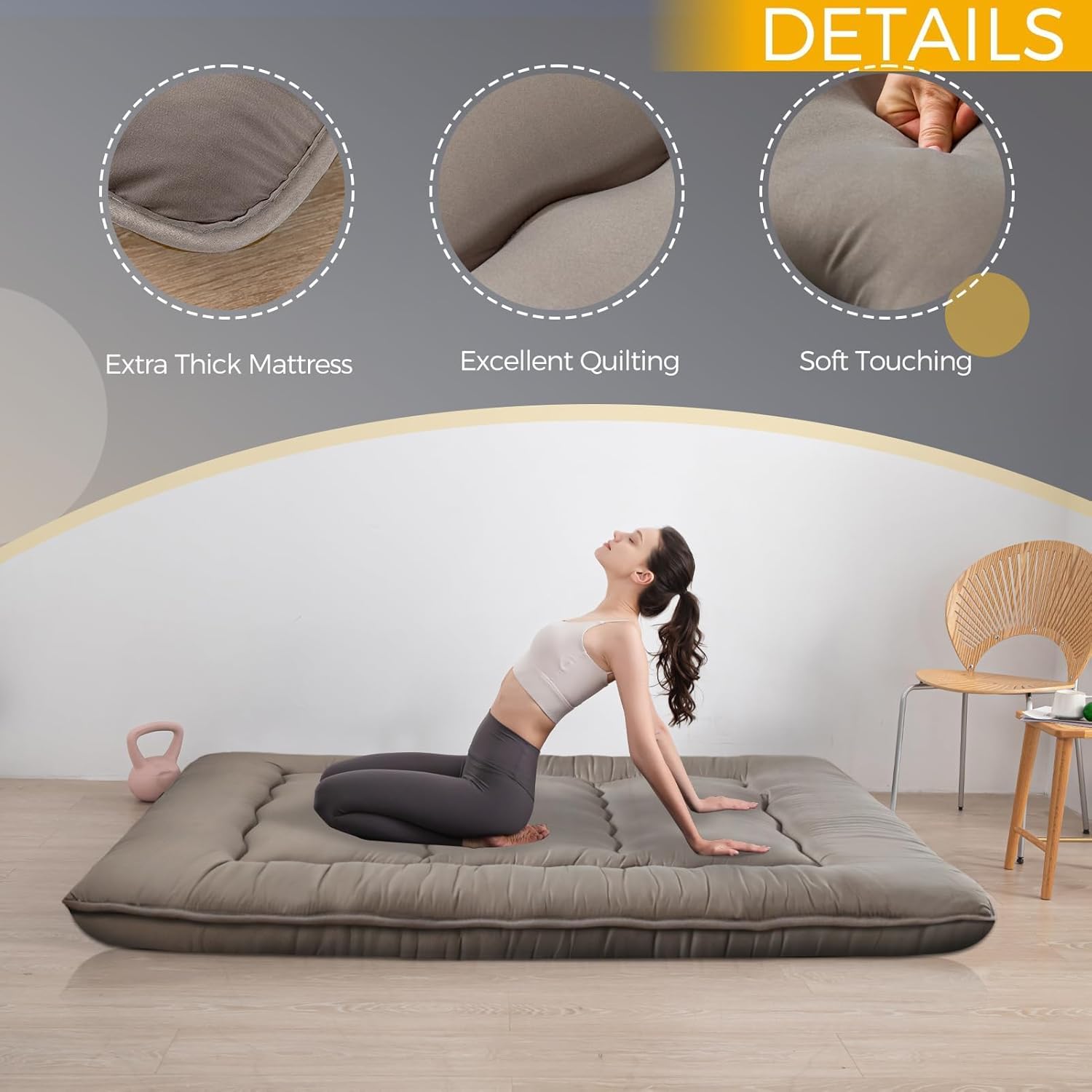 Detalle de MAXYOYO 6-inch Extra Thick Japanese Floor Mattress Futon Mattress Foldable Tatami Pad for Adults
