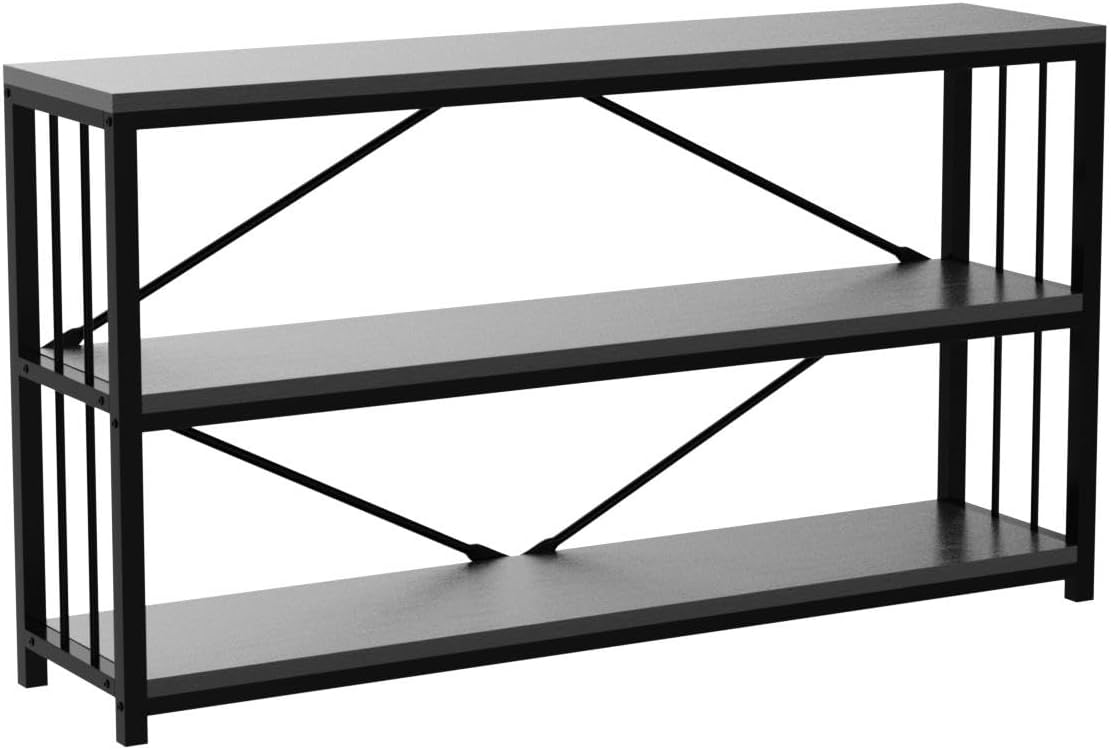 Thumbnail 3 de LVB Tavolo Consolle Nero – Eleganza industriale con 3 ripiani in metallo e MDF