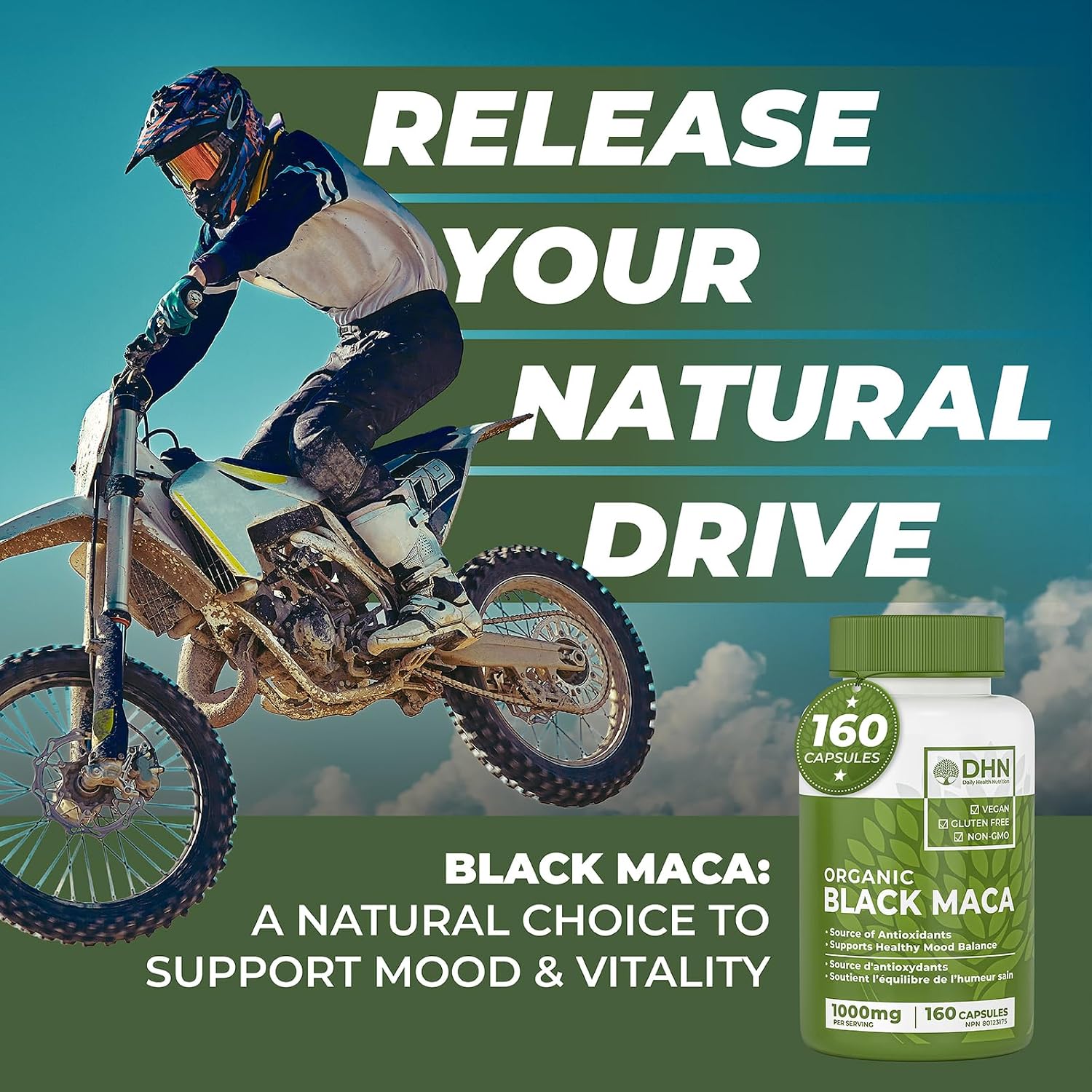 Detalle de DH Nutrition Organic Black Maca Root Capsules, 2-Pack, 320 Count