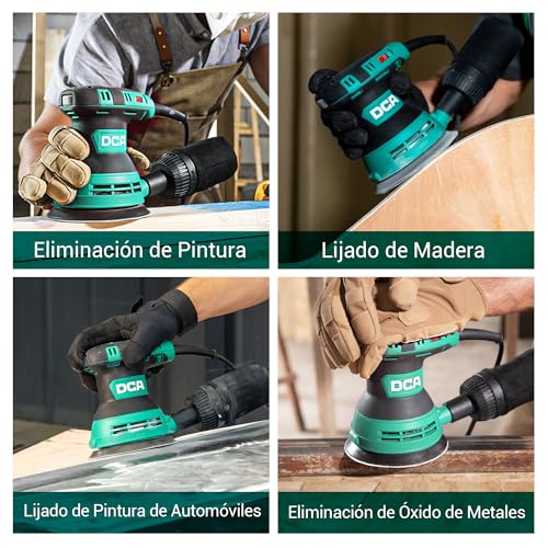 Thumbnail 8 de DCA Lijadora Orbital 300W de 6 velocidades (hasta 12.000 RPM) con recogida de polvo y 10 lijas de 125 mm