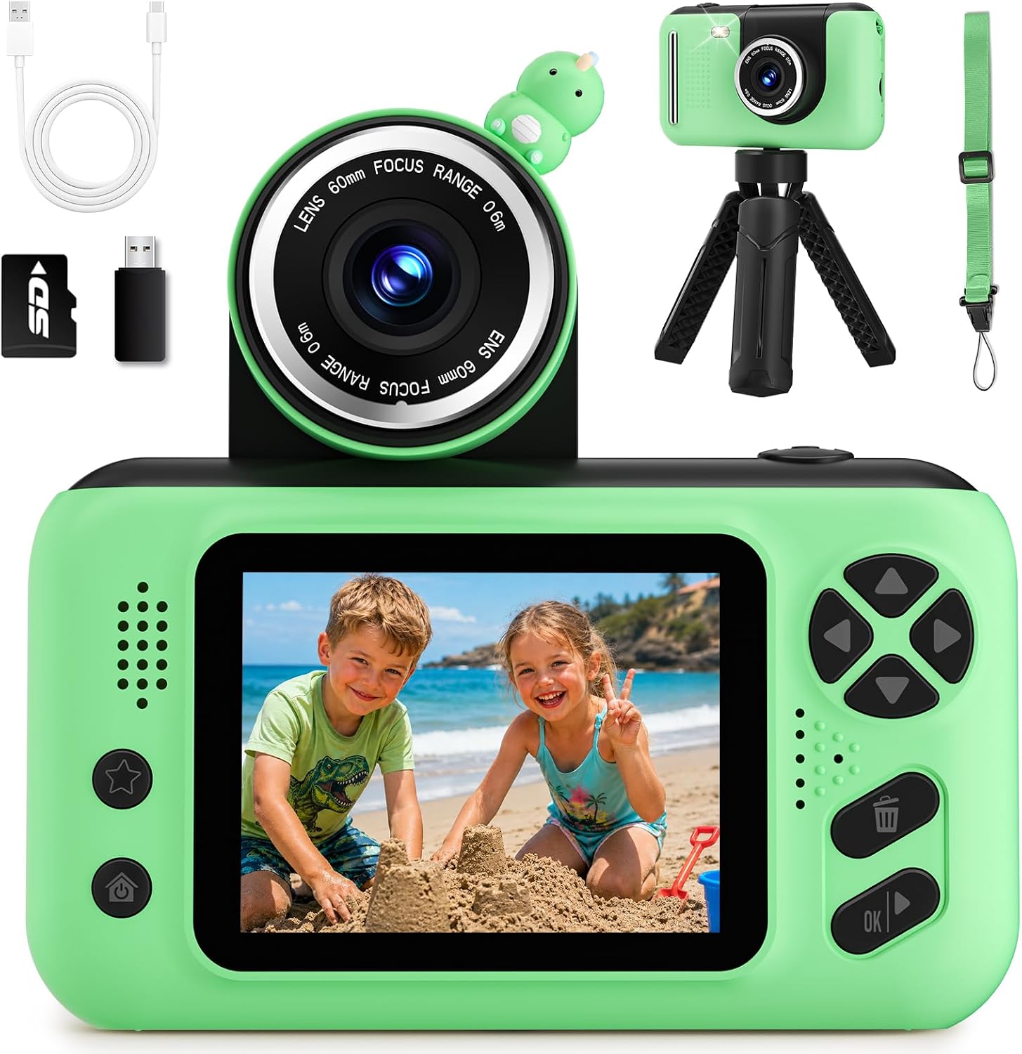 Detalle de Makolle Kids Camera: 180° Flip Selfie Cam with 32GB Card for Kids Aged 3–10