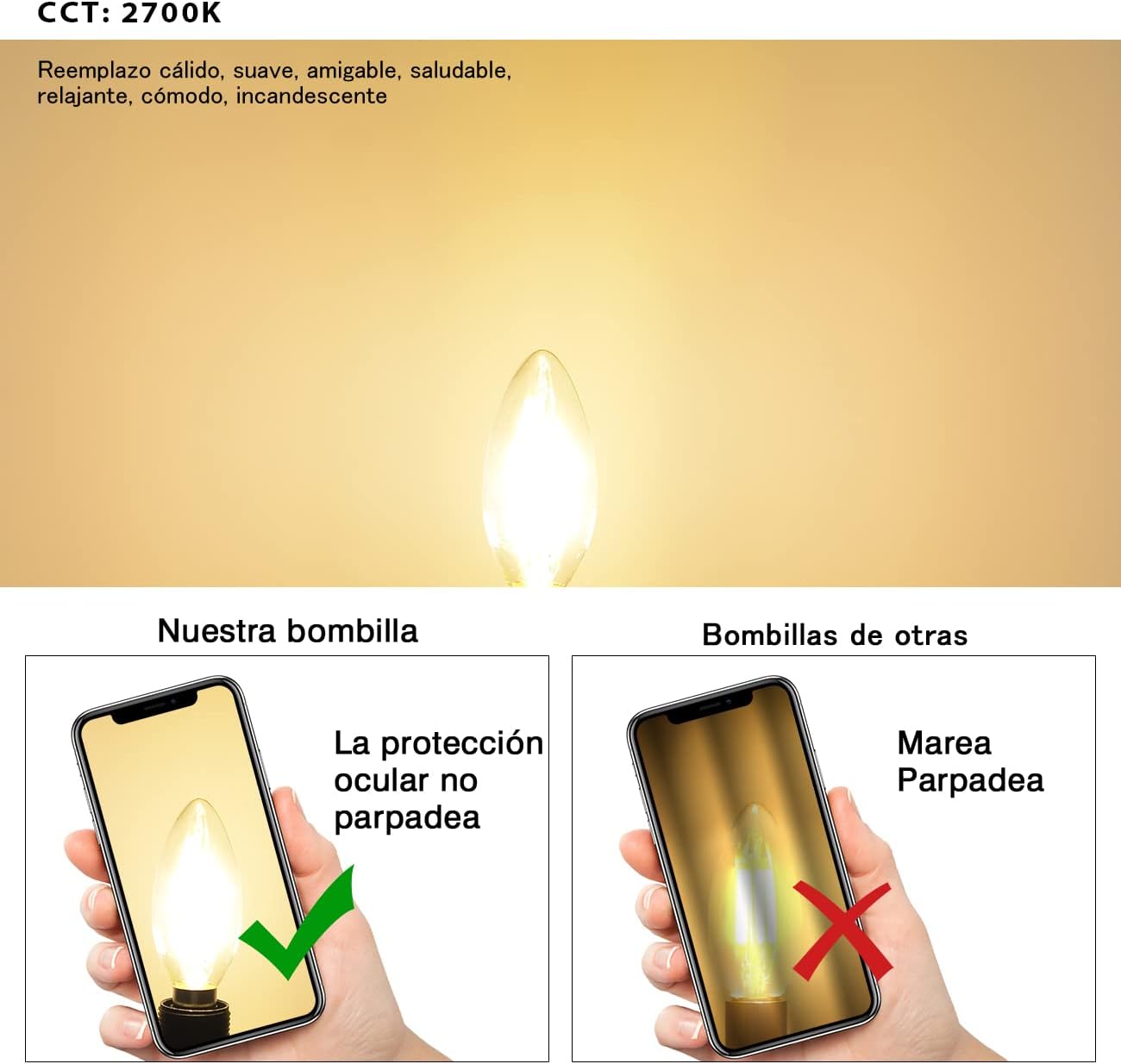 Detalle 2 de LVWIT Bombillas Vintages E14 Edison - Pack de 6