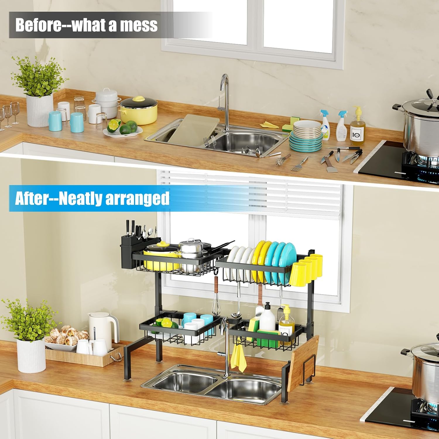 Thumbnail 4 de SNSLXH 2-Tier Over Sink Dish Drying Rack