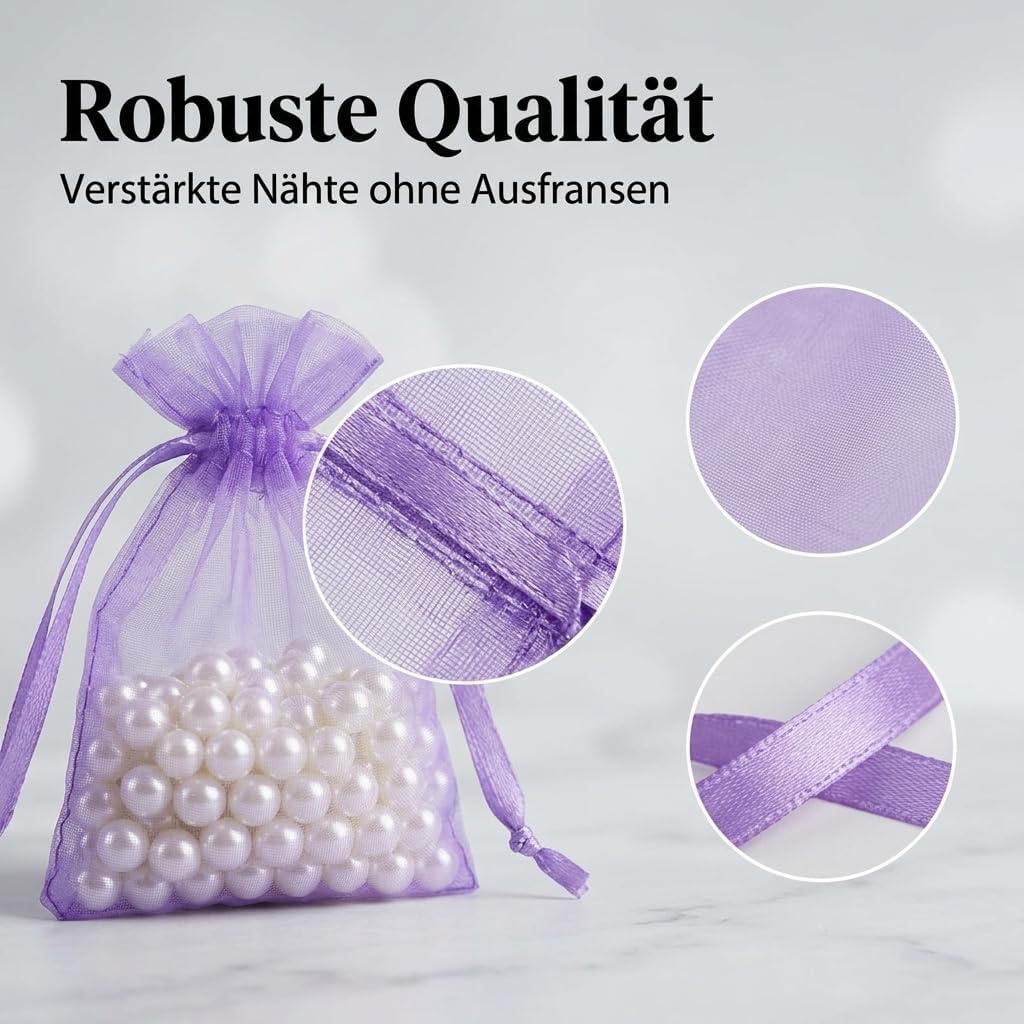 Detalle de IUSOT 50 Stück Organzasäckchen 20x15 cm – Bunte Zugkordel-Beutel aus Organza, ideal für Hochzeiten, Weihnachten und Schmuck