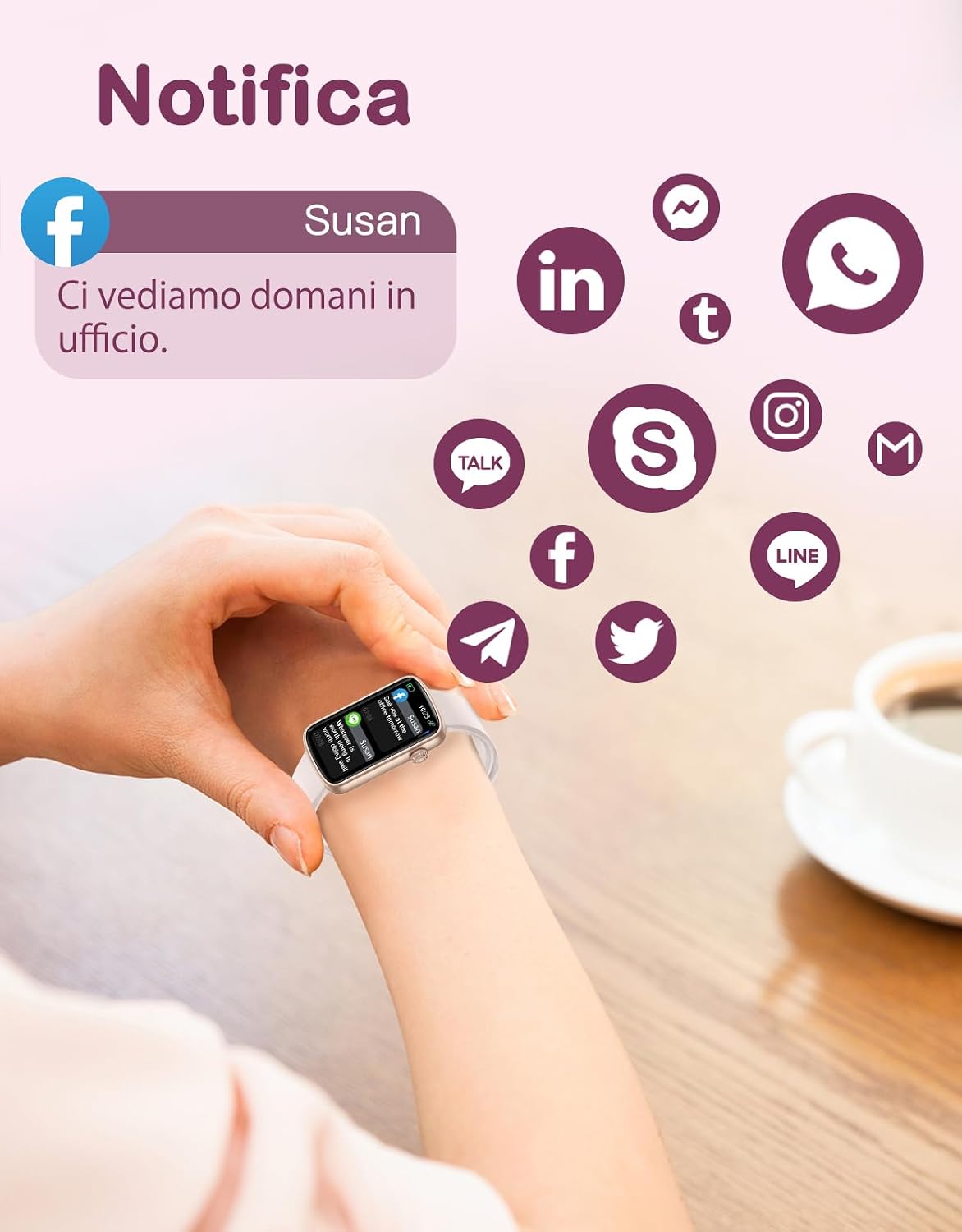 Thumbnail 1 de SHANG WING Smartwatch Donna con cardio, SpO2 e notifiche WhatsApp/Chiamate (Android e iOS) – Impermeabile IP68