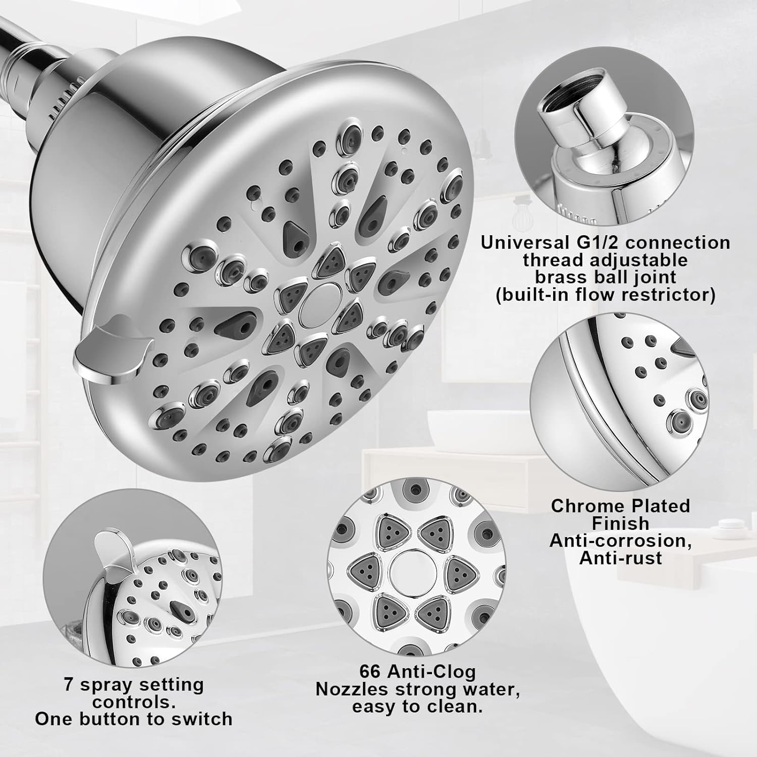 Thumbnail 6 de Cobbe 69b9e932-891b-418b-b1fa-6c9e78cc3e25 Filtered Shower Head, 7 Modes, Chrome