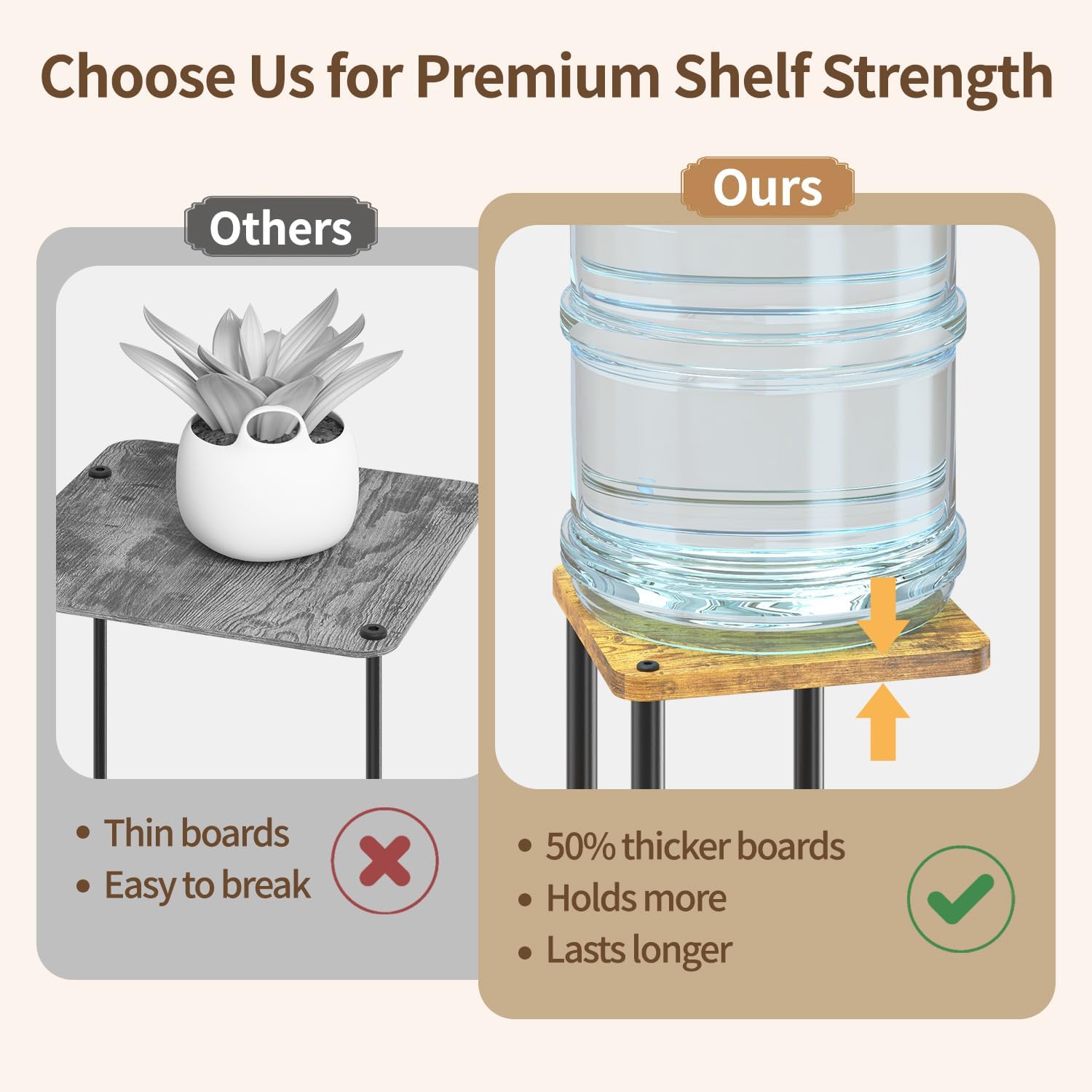 Thumbnail 3 de LASZOLA 5-Tier Indoor Plant Stand, Metal Frame and Wood Shelves