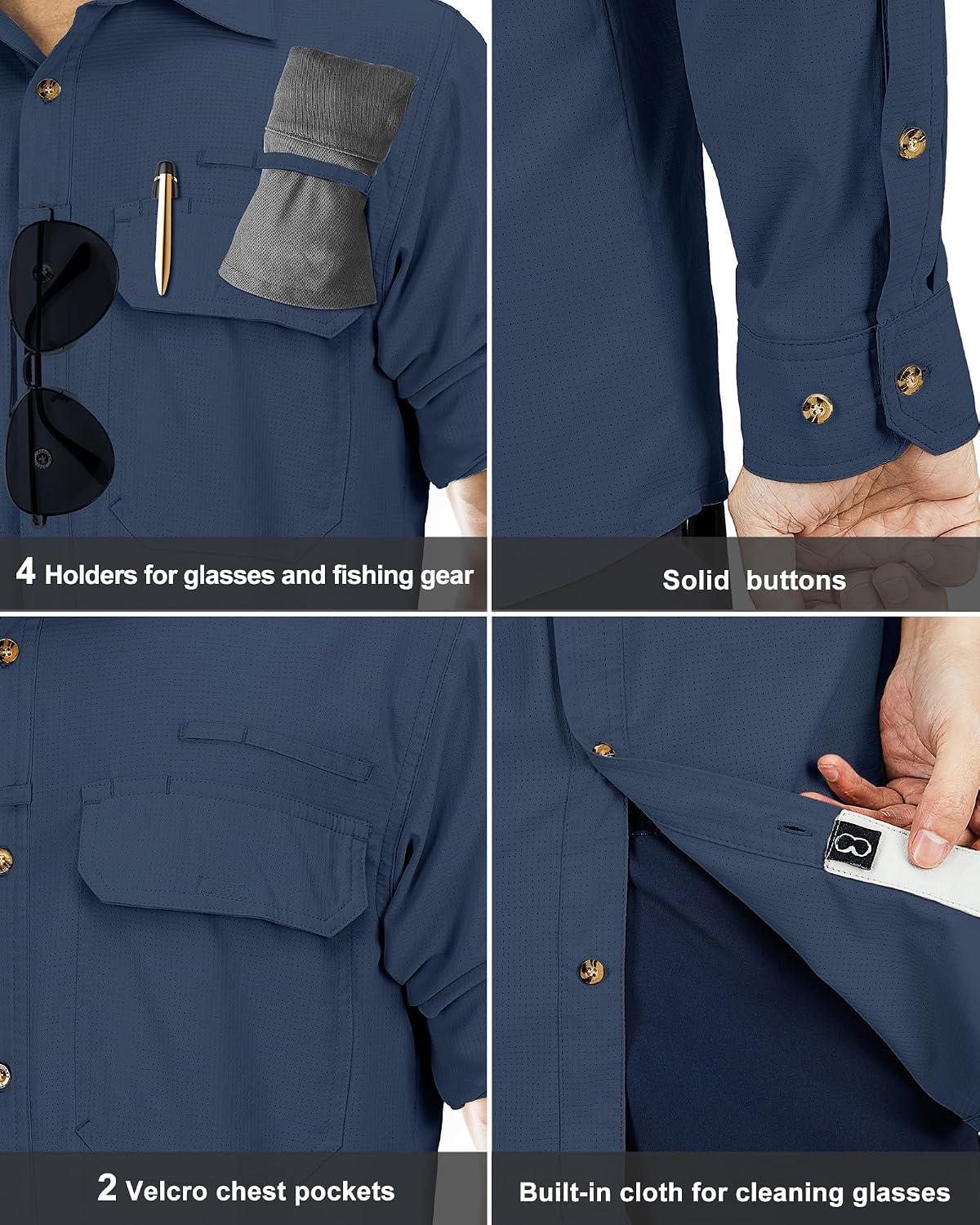 Detalle de 33,000ft Men's Long Sleeve Sun Protection Shirt UPF 50+ — Quick-Dry Outdoor Shirt for Travel, Safari, and Hiking