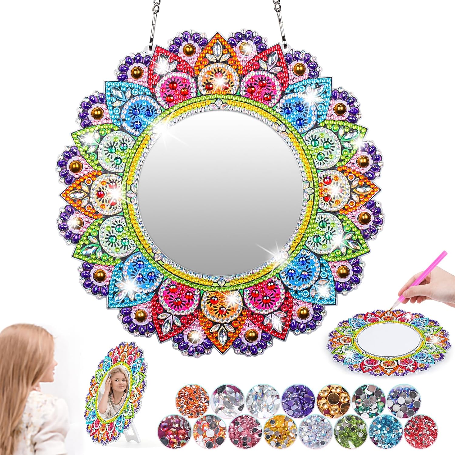 Detalle de Geschenk Diamond Painting Spiegel für Mädchen 6–12