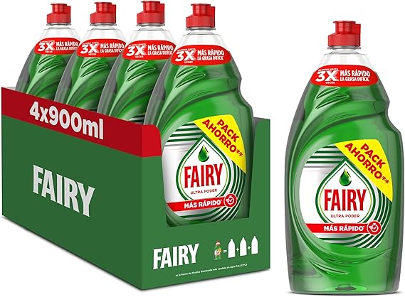 Fairy Ultra Poder Original 4x900ML 🌟 Limpiador Antigrasa Efectivo