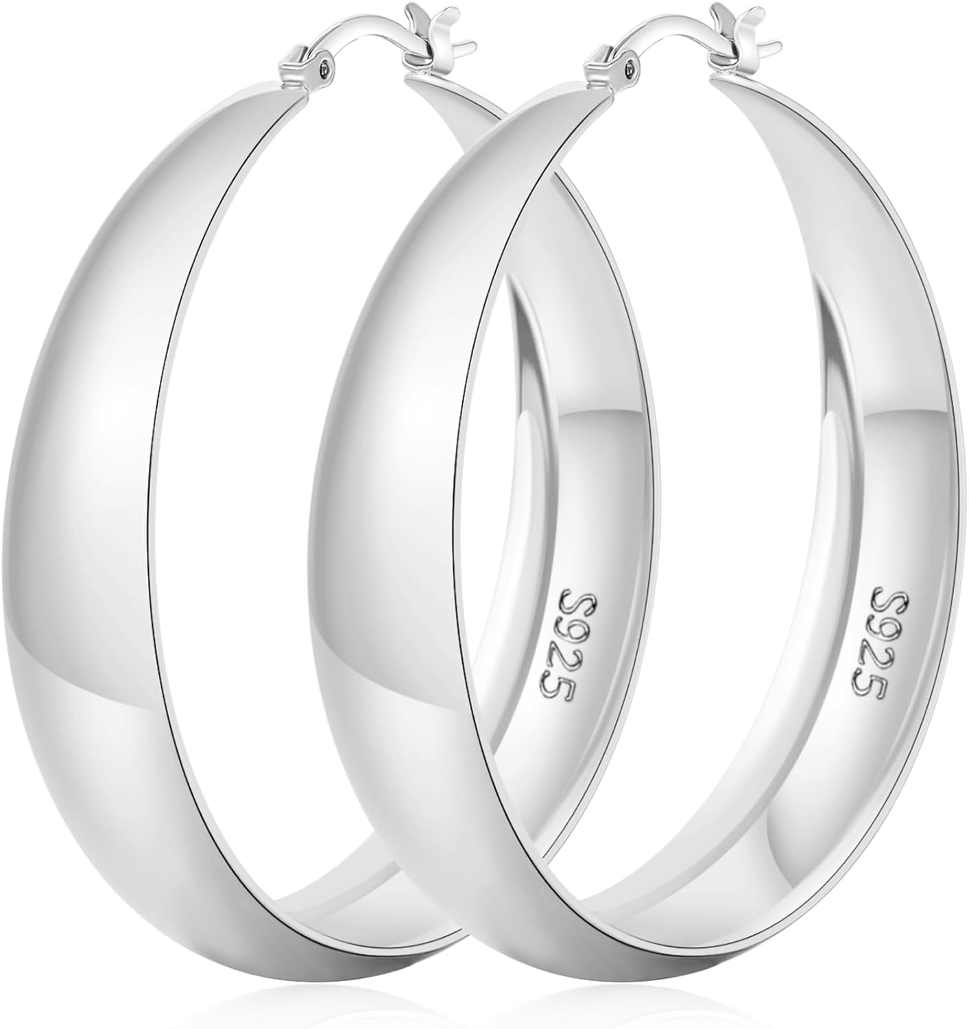 Detalle de Senteria Silber 925 Creolen-Ohrschmuck für Damen – Große, hypoallergene Ohrringe in 25/30/40/50 mm