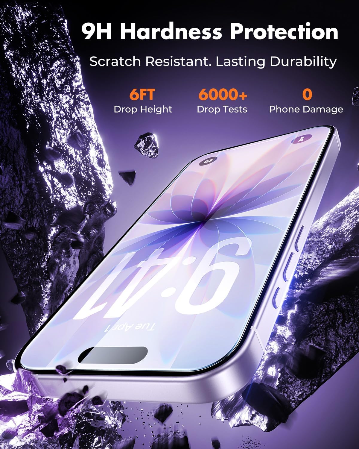 Detalle 2 de UNBREAKcable 3-Pack Tempered Glass Screen Protector for iPhone 6.3-inch (Easy Installation Frame, 9H, HD Clear)