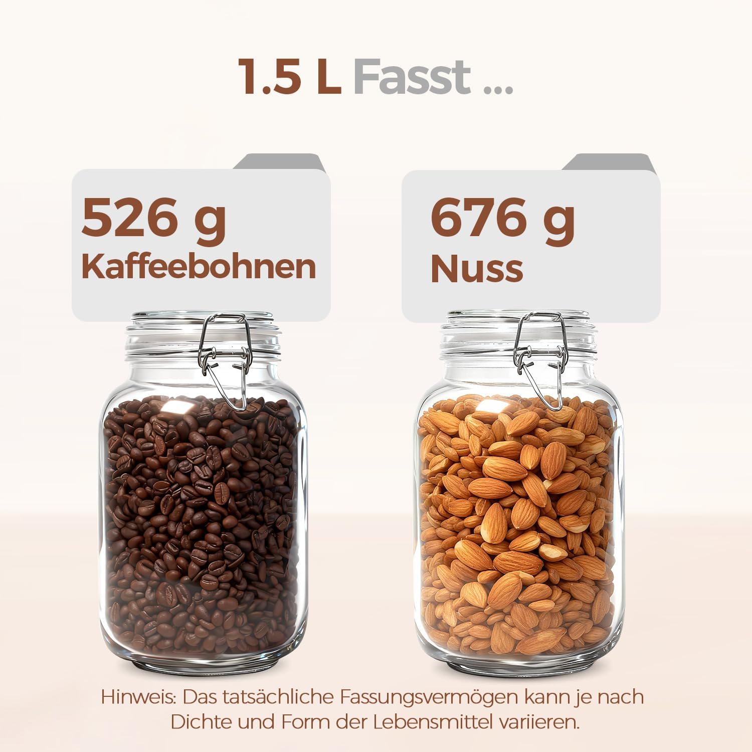 Detalle de ComSaf Einmachgläser 1,5L – 3er-Set Bügelverschluss, luftdicht, wiederverwendbar