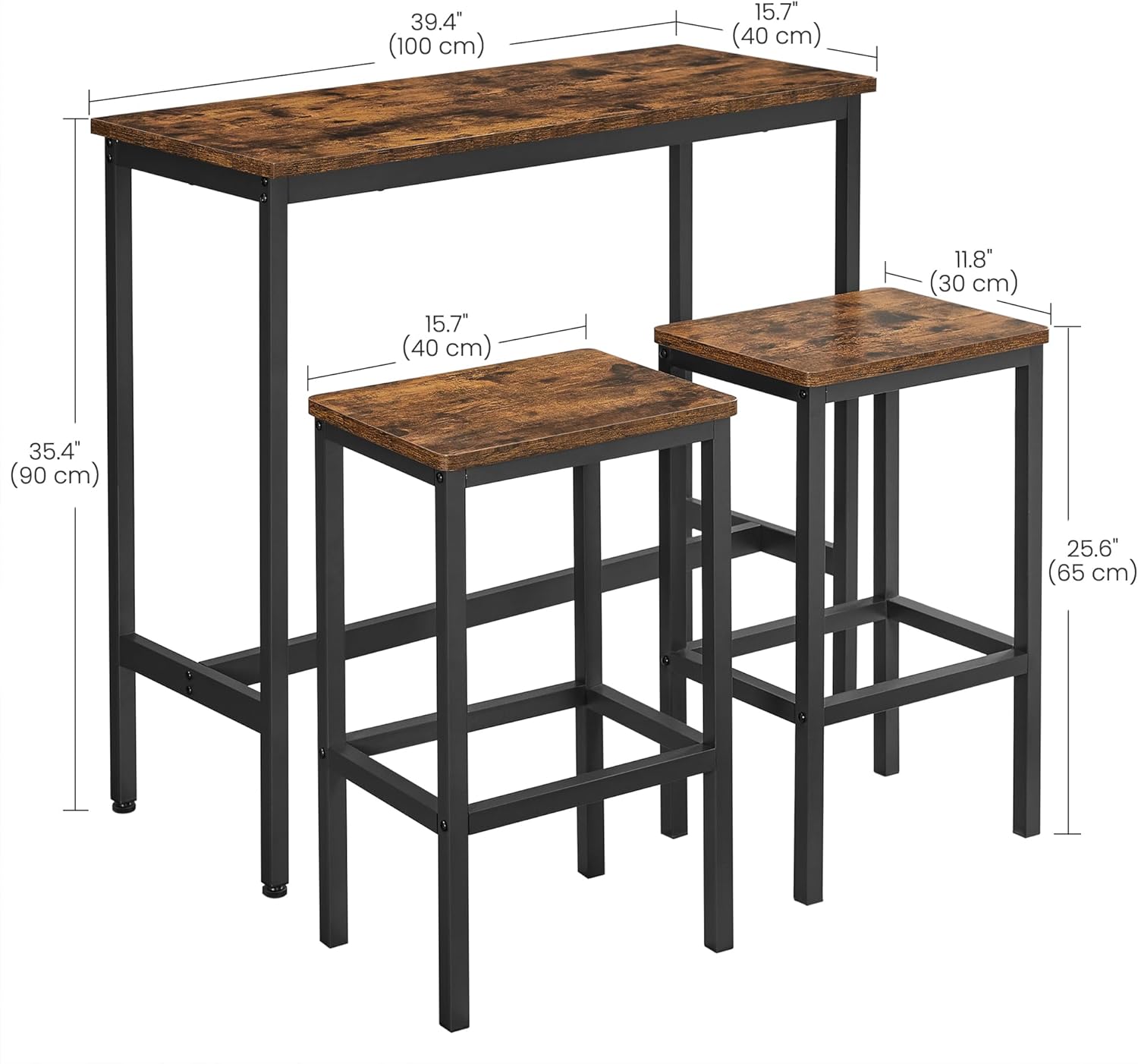 Detalle 2 de VASAGLE LBT218B01 bar table set for breakfast