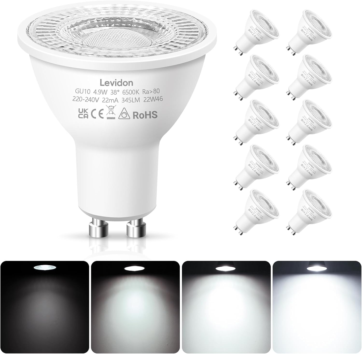 Thumbnail 6 de Levidon GU10 LED bulbs 4.9W dimmable