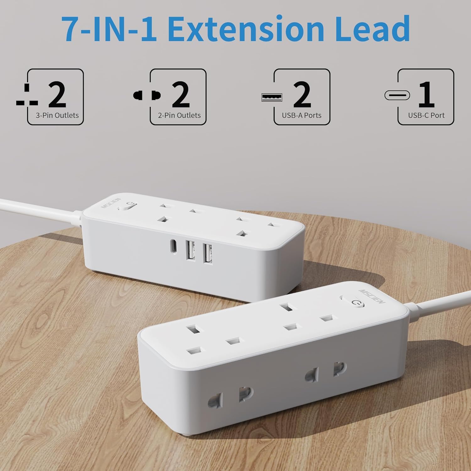 Detalle 2 de Mscien 5M Extension Lead with 3 USB Ports