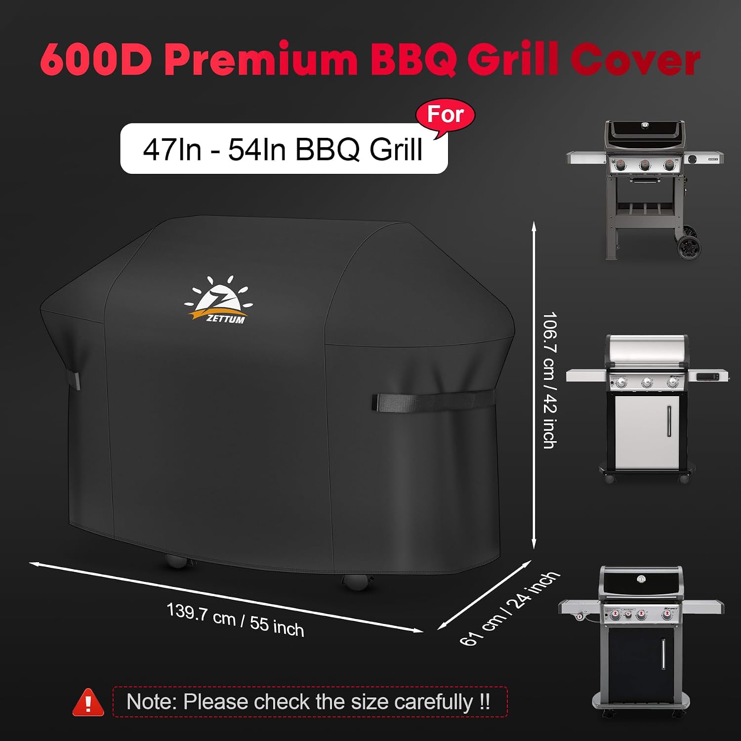 Detalle 2 de Housse de barbecue Zettum 139 cm ⚙