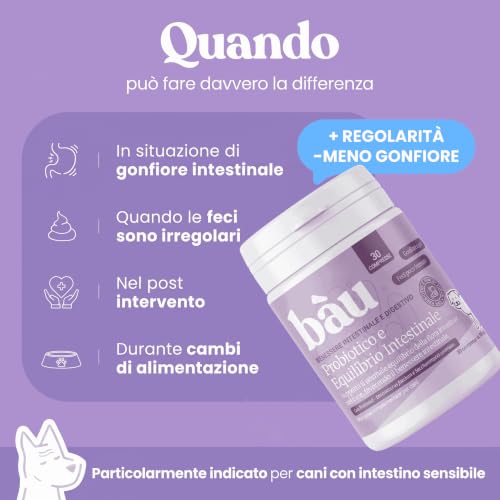 Detalle de Bàu Probiotici per Cani con Fermenti Lattici: Supporto Digestivo Naturale (30 tavolette)