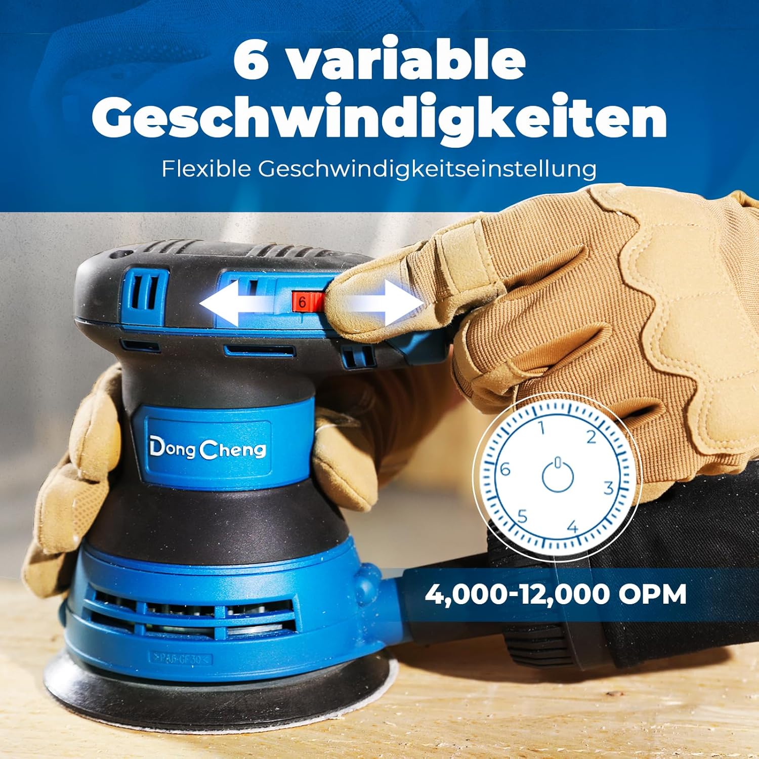 Thumbnail 3 de DongCheng Exzenterschleifer 300W (125 mm) mit 6 Geschwindigkeiten und Staubfangbehälter