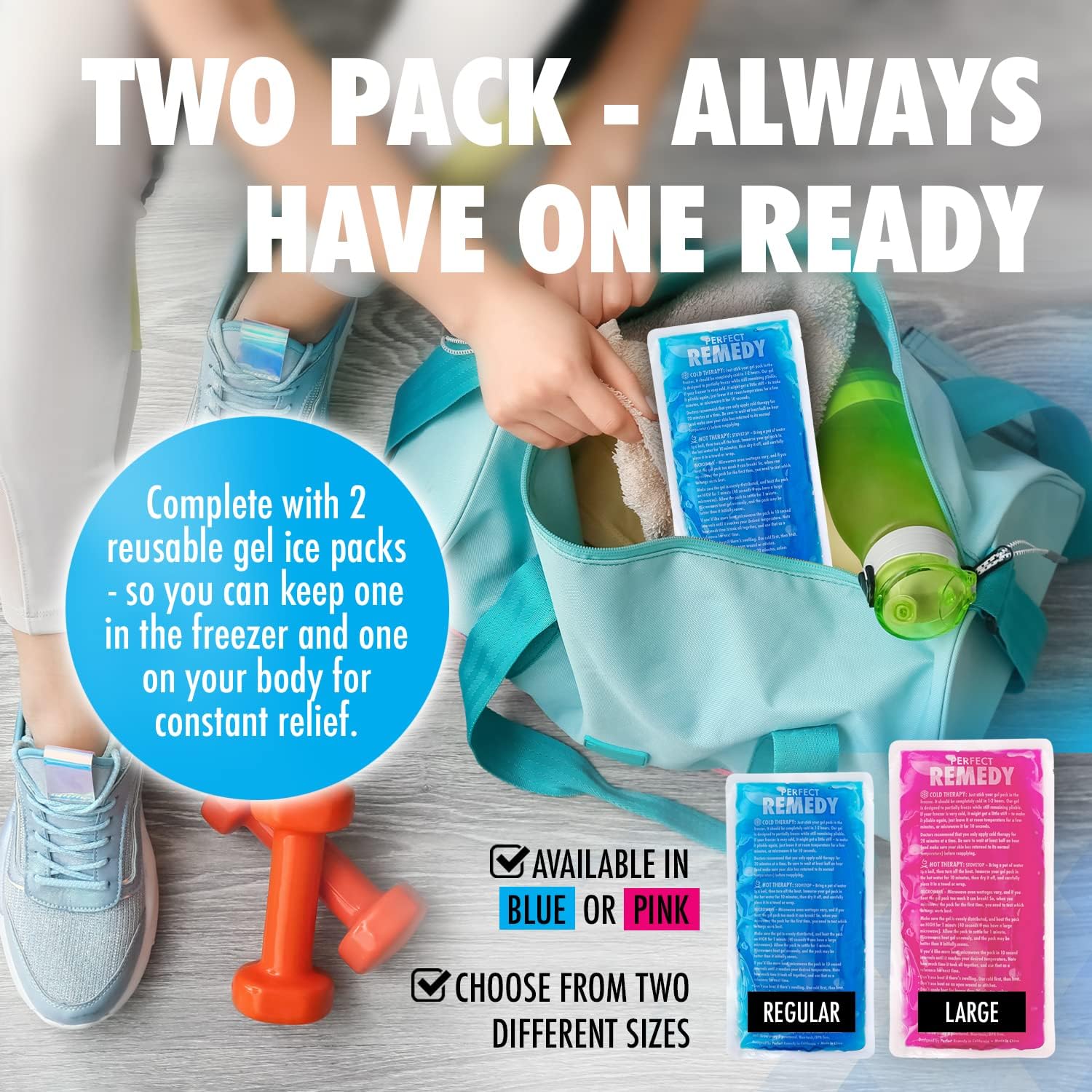 Thumbnail 6 de Perfect Remedy Hot & Cold Gel Ice Pack (2 Pack) – Reusable Large Injury Compress for Pain Relief