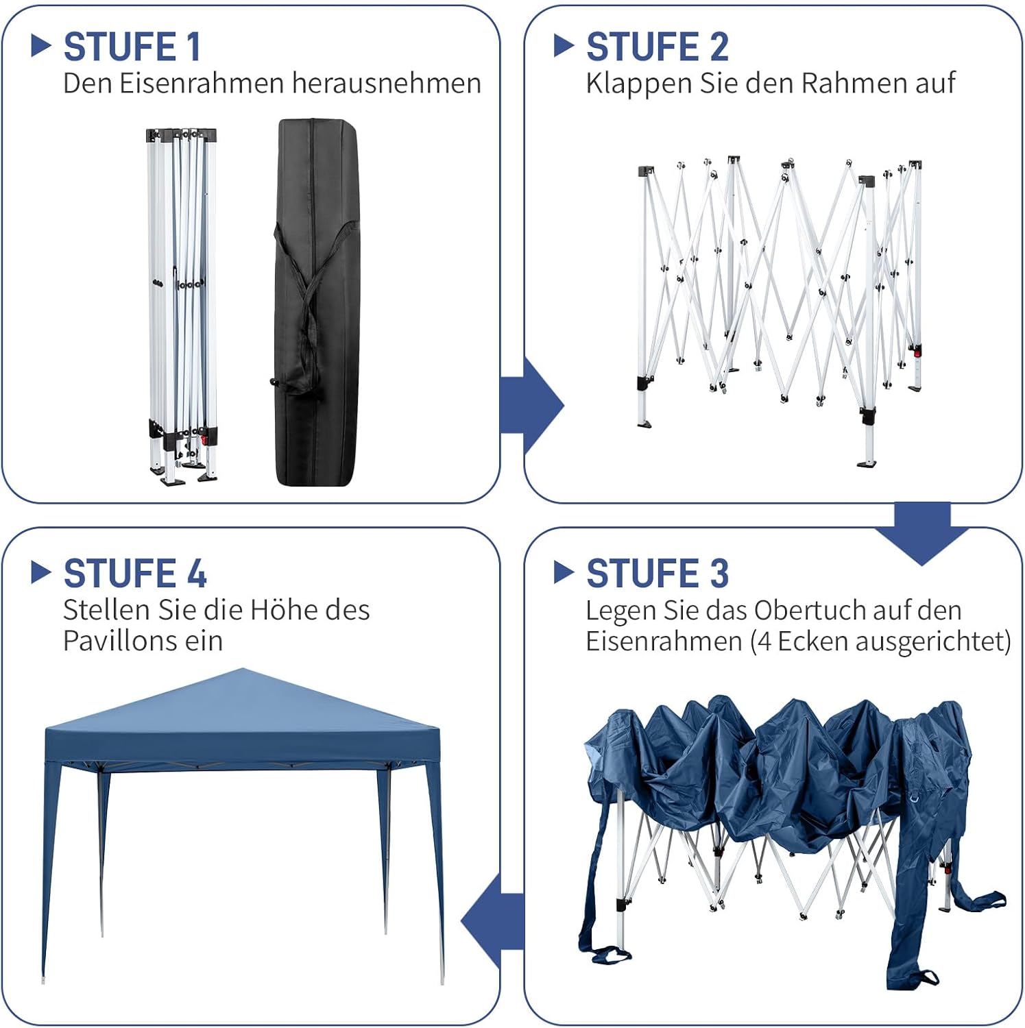 Thumbnail 4 de LEADZM Pop-up Faltpavillon 3x3 m mit UV-Schutz 50+ und höhenverstellbarem Stahlrahmen