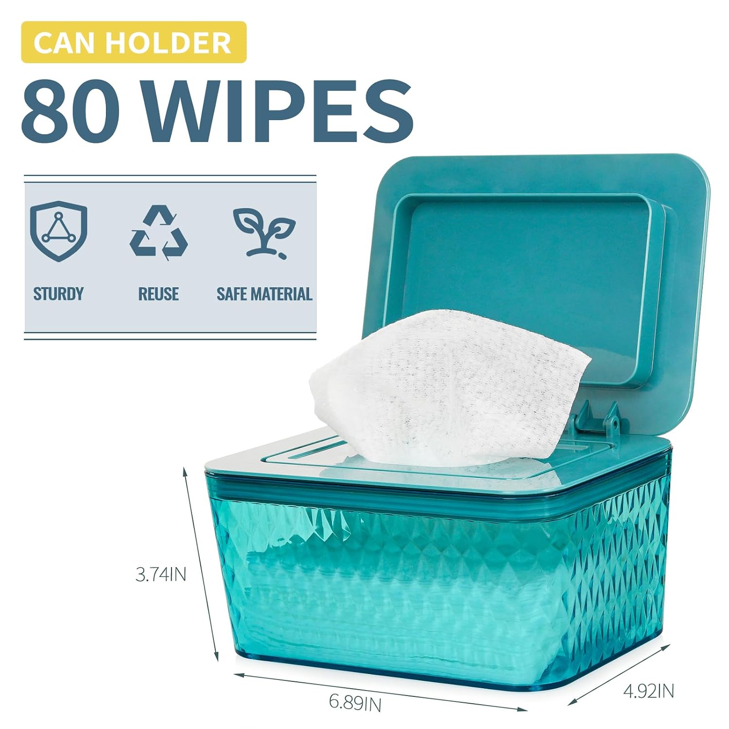 Detalle de Whiidoom Wipes Dispenser, Green Clear Plastic Holder with One-Handed Lid