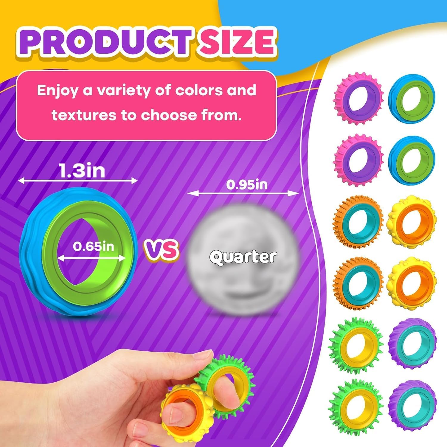 Thumbnail 2 de Fidget Toy Sensory Rings 12-pack for ADHD classroom