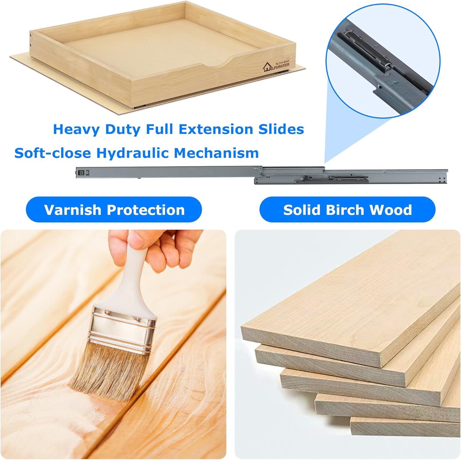 Thumbnail 3 de WelFurGeer Soft Close Pull Out Drawers
