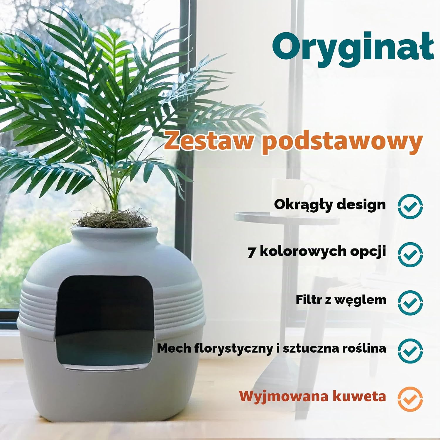 Detalle de Good Pet Stuff Original Essentials Kit – kryta kuweta z wkładką i filtrem węglowym