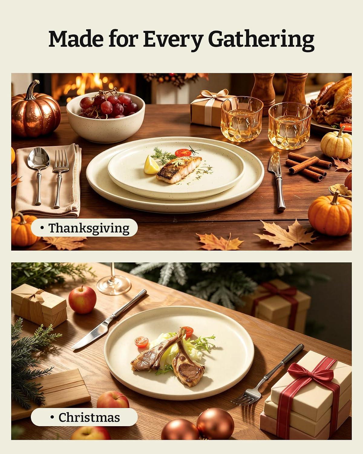 Detalle de Famiware Milkyway Stoneware Dinnerware Set, 16-Piece for Everyday & Formal Dining